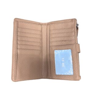 Дамско портмоне Eslee светло кафяво от еко кожа с отделения за карти, банкноти и монети