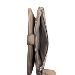 Дамско портмоне Eslee светло кафяво от еко кожа с отделения за карти, банкноти и монети