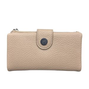 Дамско кожено портмоне Esleee светло кафяво от естествена кожа с отделения за карти, банкноти и монети