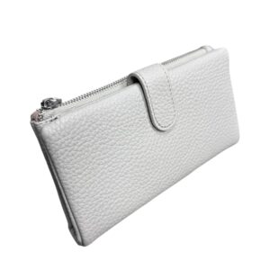 Дамско портмоне Eslee светло сиво от еко кожа с отделения за карти, банкноти и монети