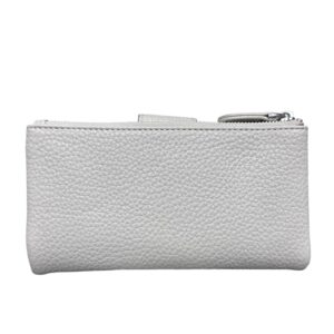 Дамско кожено портмоне Esleee светло сиво от естествена кожа с отделения за карти, банкноти и монети