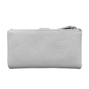 Дамско портмоне Eslee светло сиво от еко кожа с отделения за карти, банкноти и монети