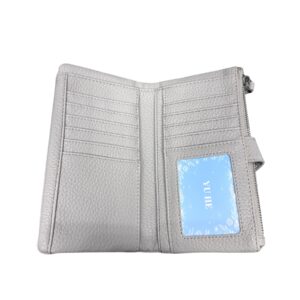 Дамско портмоне Eslee светло сиво от еко кожа с отделения за карти, банкноти и монети