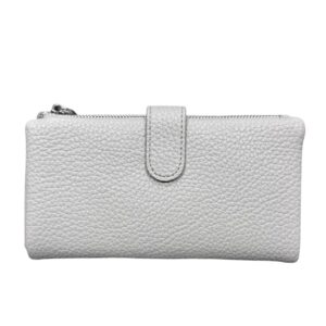 Дамско портмоне Eslee светло сиво от еко кожа с отделения за карти, банкноти и монети