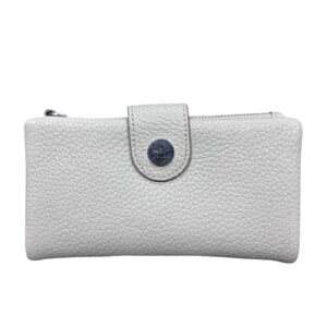 Дамско кожено портмоне Esleee светло сиво от естествена кожа с отделения за карти, банкноти и монети