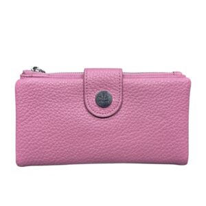 Дамско кожено портмоне Esleee фуксия от естествена кожа с отделения за карти, банкноти и монети