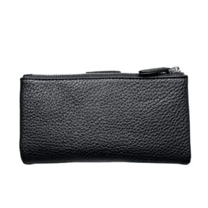 Дамско кожено портмоне Esleee черно от естествена кожа с отделения за карти, банкноти и монети