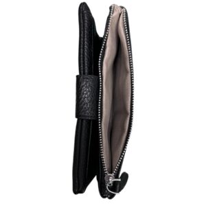 Дамско кожено портмоне Esleee черно от естествена кожа с отделения за карти, банкноти и монети