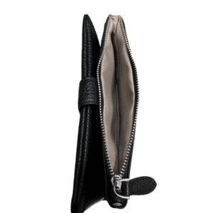 Дамско портмоне Eslee черно от еко кожа с отделения за карти, банкноти и монети