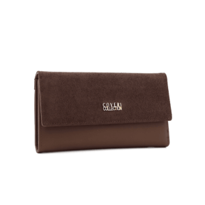 луксозно дамско портмоне Coveri Collection тъмно кафяво елегантно портмоне за жени