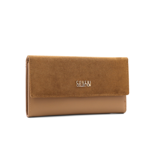 луксозно дамско портмоне Coveri Collection керемидено кафяво елегантно портмоне за жени