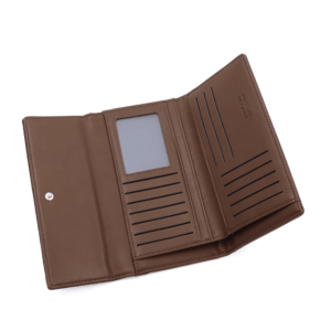 луксозно дамско портмоне Coveri Collection тъмно кафяво елегантно портмоне за жени