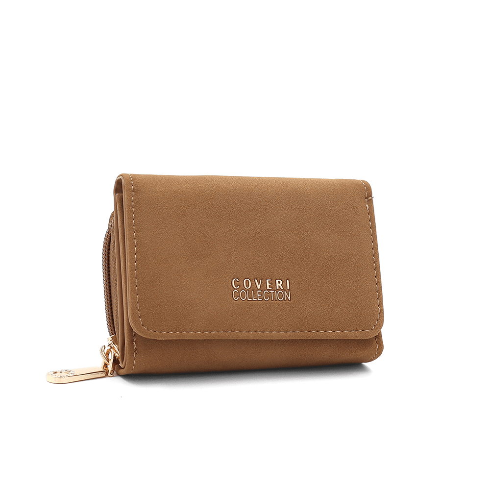 Малко дамско портмоне Coveri Collection 1 малко дамско портмоне Coveri Collection керемидено кафяво компактно портмоне за жени