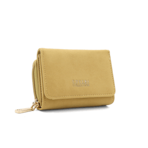 малко дамско портмоне Coveri Collection горчица компактно портмоне за жени