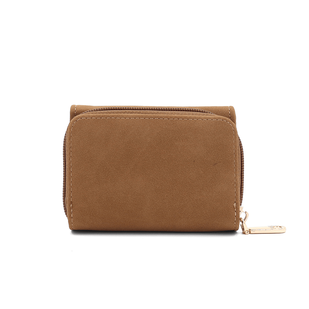 Малко дамско портмоне Coveri Collection 2 малко дамско портмоне Coveri Collection керемидено кафяво компактно портмоне за жени