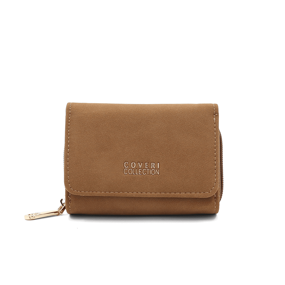 Малко дамско портмоне Coveri Collection малко дамско портмоне Coveri Collection керемидено кафяво компактно портмоне за жени