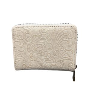 Малко дамско портмоне Eslee бежово от еко кожа с цип и релефен дизайн