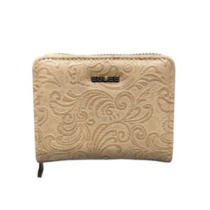 Малко дамско портмоне Eslee камел от еко кожа с цип и релефен дизайн