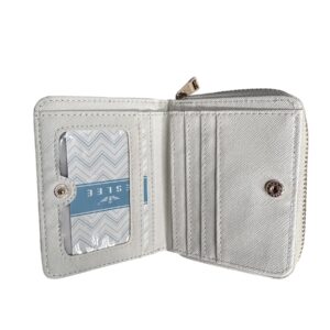 Малко дамско портмоне от еко кожа в бежов цвят с цип и златисто лого