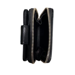 Малко дамско портмоне черно от еко кожа с копче и цип за монети