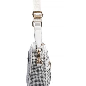 Дамска чанта за през рамо SP1280 черно-бял пепит – малка дамска crossbody чанта