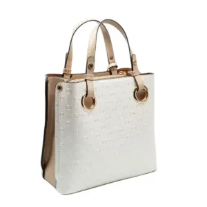 Дамска чанта Bej Latte Silver & Polo SP975 елегантна дамска чанта с къси дръжки
