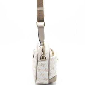 Дамска чанта Silver&Polo SP1094 бяла с монограм, регулируема презрамка и водоустойчива еко кожа