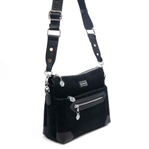 Дамска чанта Silver&Polo черна от еко кожа с много джобове – Loriiv