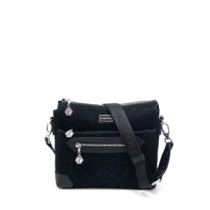 Дамска чанта Silver&Polo черна от еко кожа с много джобове – Loriiv