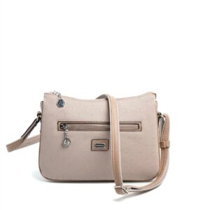 Дамска чанта Silver&Polo в цвят визон лате от водоустойчива еко кожа с регулируема дръжка