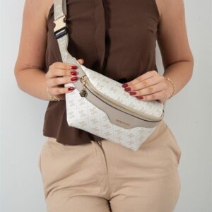 Дамска чанта Silver&Polo Bej Kum Monogram от водоустойчива еко кожа с регулируема презрамка