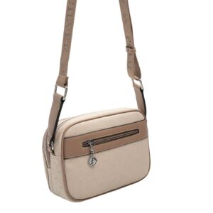 Дамска чанта Silver&Polo бежова от еко кожа с дълга регулируема дръжка