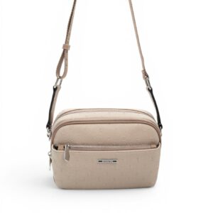 Дамска чанта Silver&Polo бежова от еко кожа с дълга регулируема дръжка