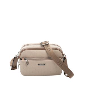 Дамска чанта Silver&Polo бежова от еко кожа с дълга регулируема дръжка