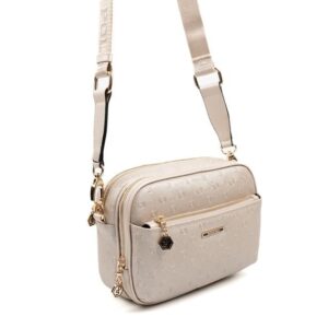 Дамска чанта Silver&Polo бежова от еко кожа с дълга регулируема дръжка
