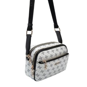 Дамска чанта Silver&Polo SP1094 бяло-черна от водоустойчива еко кожа с регулируема презрамка