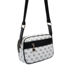 Дамска чанта Silver&Polo SP1094 бяло-черна от водоустойчива еко кожа с регулируема презрамка