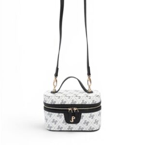 Черно-бяла дамска чанта Silver&Polo от еко кожа с елегантен дизайн и регулируема презрамка.