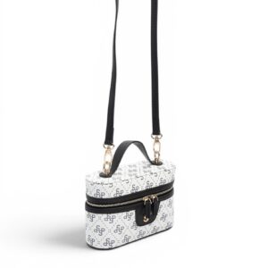 Черно-бяла дамска чанта Silver&Polo от еко кожа с елегантен дизайн и регулируема презрамка.