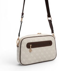 Дамска чанта Silver&Polo Kahve Monogram от водоустойчива еко кожа с регулируема дръжка