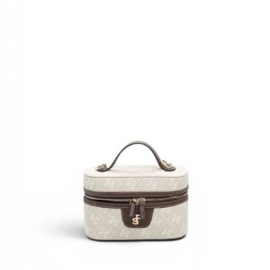 Бяло-кафява дамска чанта Silver&Polo от еко кожа с елегантен дизайн и регулируема презрамка.