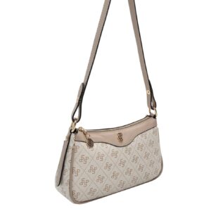 Дамска чанта Silver&Polo Kum Bej с монограм от водоустойчива еко кожа с регулируема презрамка