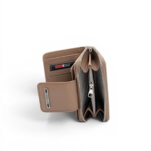 Silver Polo Bej - Latte Düz Kadın Cüzdan ve Kartlık SP935 4 Дамско портмоне Silver&Polo бежово от еко кожа с цип