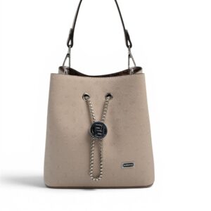 Дамска чанта Silver&Polo бежова от еко кожа с дълга дръжка – Latte Fashion