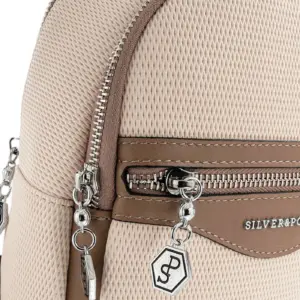 Дамска раница Silver&Polo от еко кожа в бежов цвят Latte Petek – стилна ежедневна раница