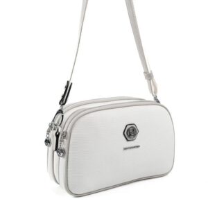 Дамска чанта Silver&Polo в бял цвят от водоустойчива еко кожа с регулируема презрамка