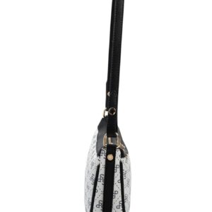 Дамска чанта Silver&Polo в бяло-черен цвят с монограм от водоустойчива еко кожа с регулируема презрамка