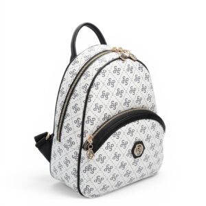 Дамска раница Silver&Polo бяло-черен монограм от еко кожа – стилна и удобна