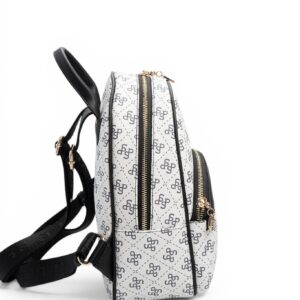 Дамска раница Silver&Polo бяло-черен монограм от еко кожа – стилна и удобна