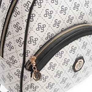 Дамска раница Silver&Polo бяло-черен монограм от еко кожа – стилна и удобна